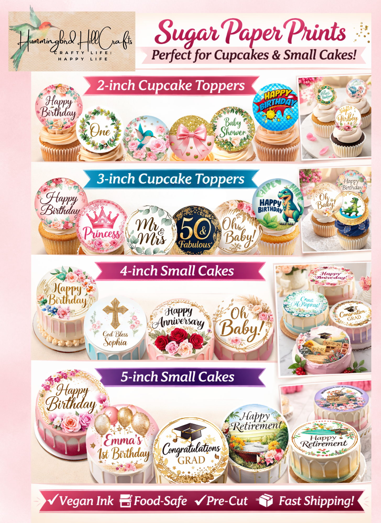 Sugar Custom Prints for Cake and Cupcakes - Send email with custom image after purchase