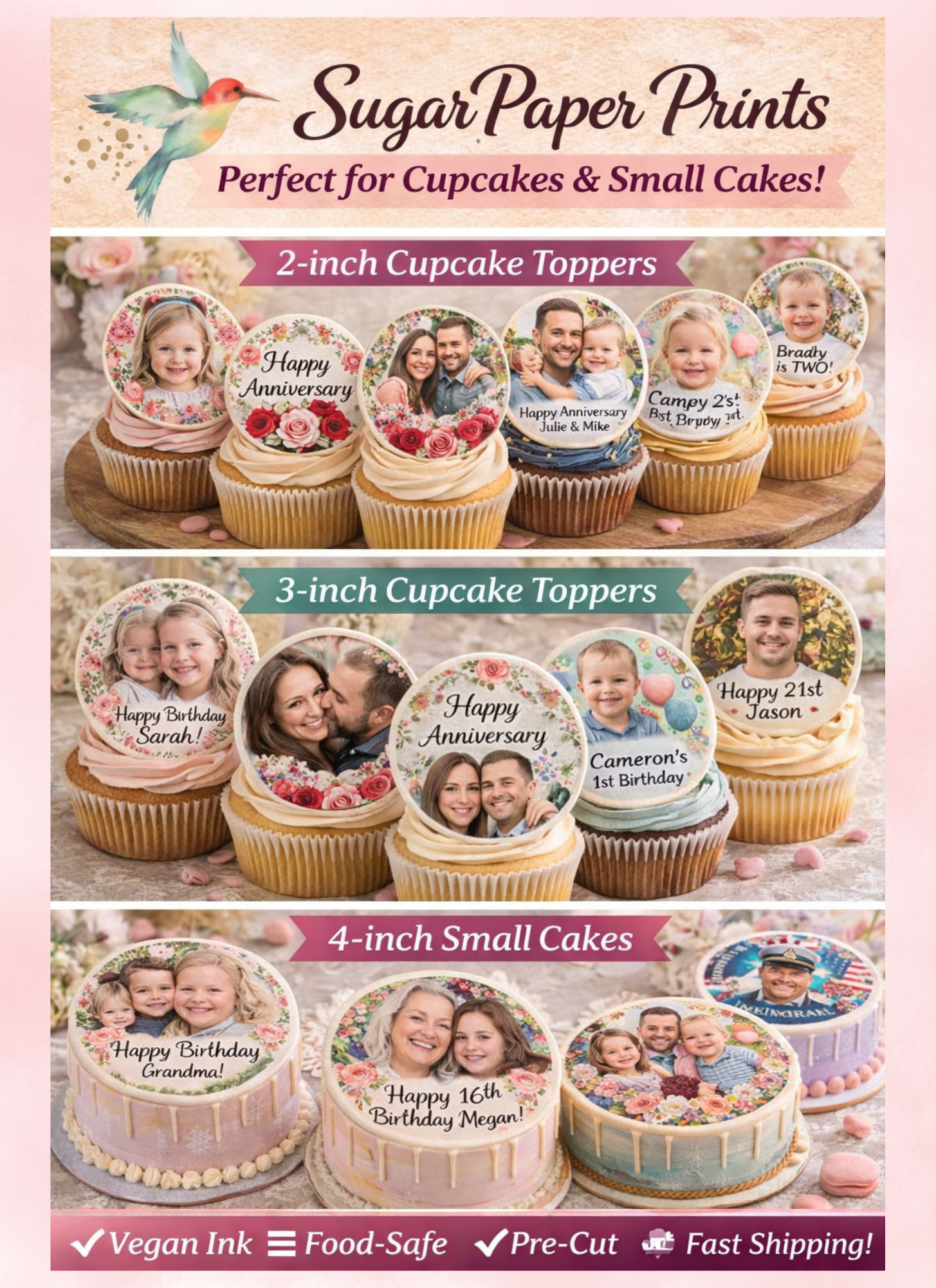 Sugar Custom Prints for Cake and Cupcakes - Send email with custom image after purchase