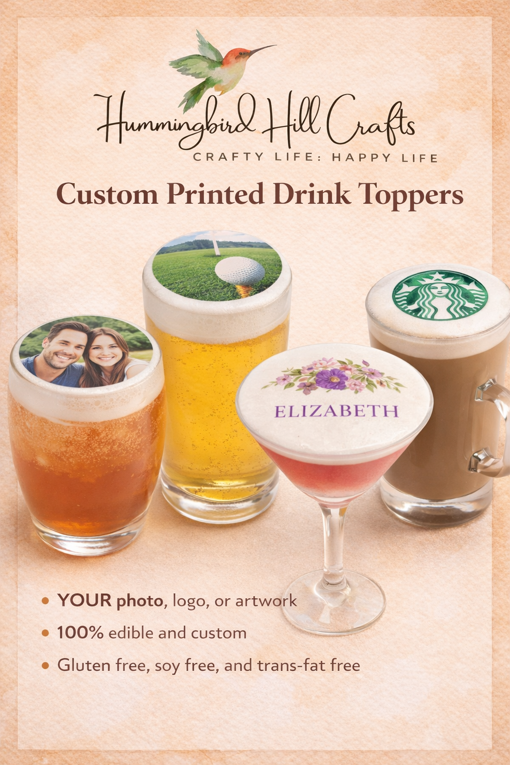 Sugar Custom Prints for Drinks - Send email with custom image after purchase