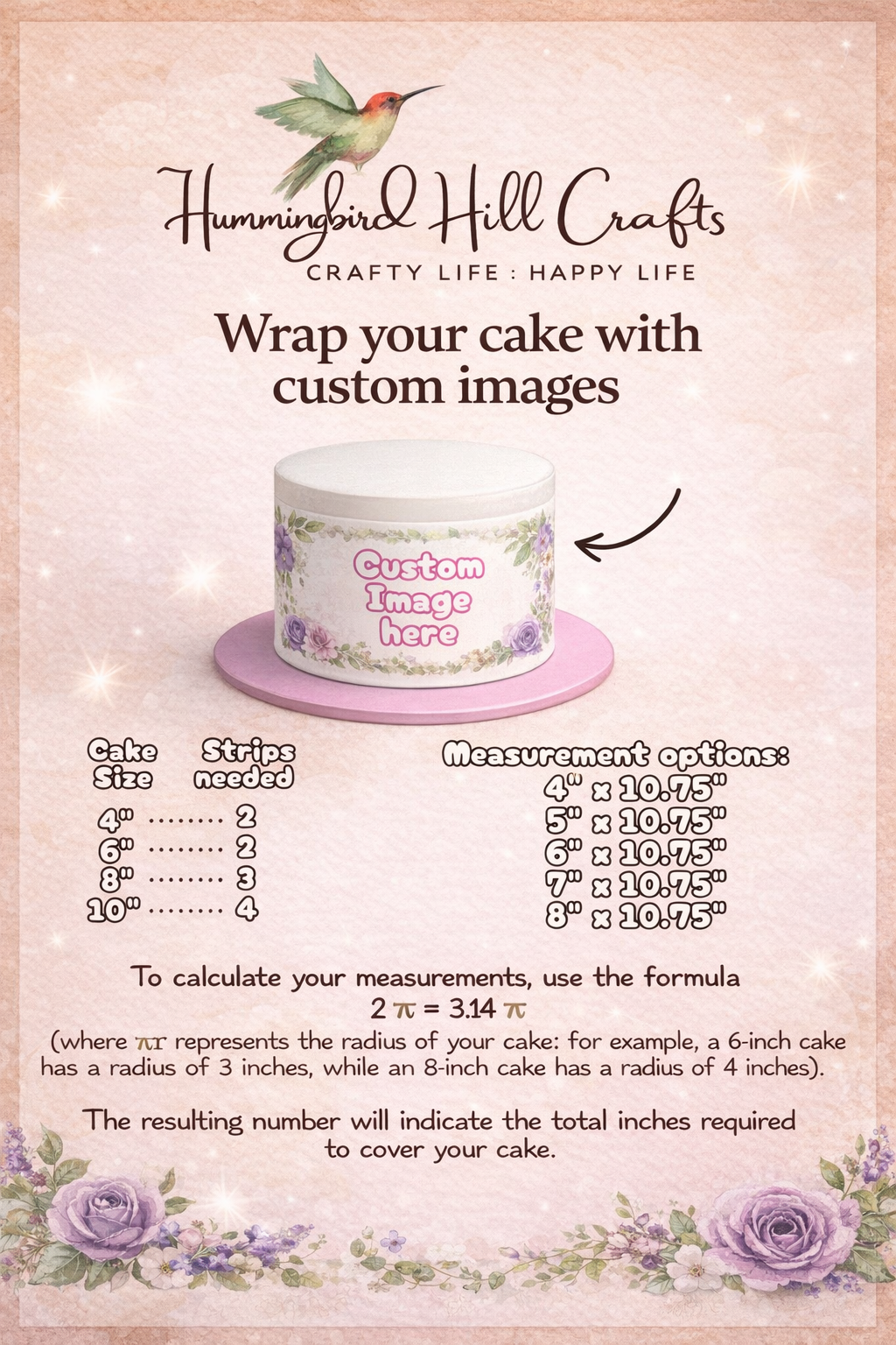 Custom Edible Cake Wraps - email your image to hummingbirdhillcraftsale@gmail.com after purchase